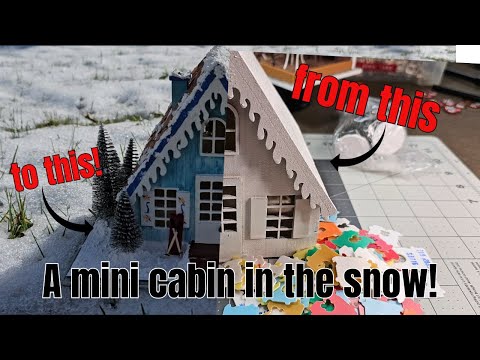 DIY miniature snowy ski chalet cabin ❄️⛷️#snow #miniature #dollhouse