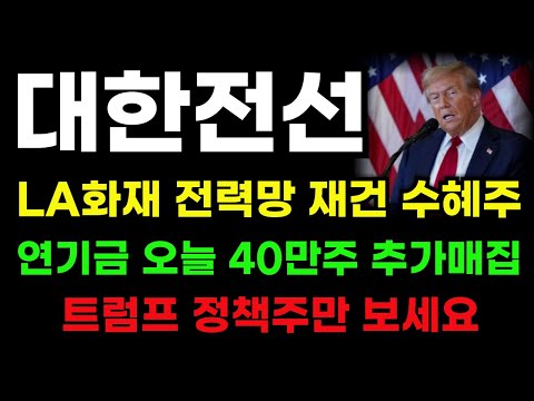 [대한전선 분석] 연기금 920만주까지 늘렸다! 지금은 트럼프 정책주만 집중 해보세요! 마지막 공략타점! #대한전선 #대한전선대응 #대한전선분석