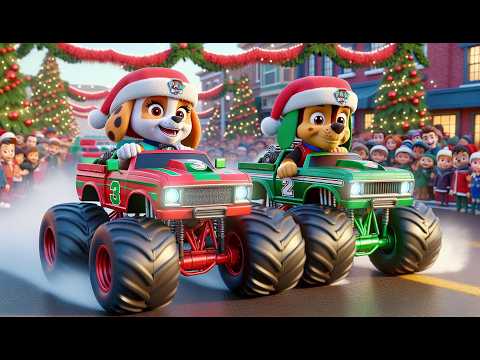 Paw Patrol Ultimate Rescue | CHASE x SKYE Monster Truck Racing Merry Christmas | Rainbow 3