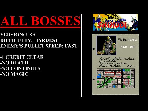 Shinobi [USA] (Arcade) - (All Bosses | Hard Difficulty)