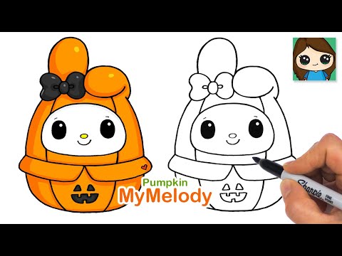 How to Draw My Melody Pumpkin 🎃 Squishmallows Halloween