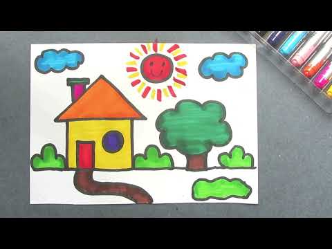 How to Draw and Color Beautiful House | House Drawing for Kids | House and Garden | Easy Drawing