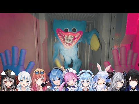 Hololive members reaction to the Huggy Wuggy chase in Poppy Playtime [Hololive Clip]