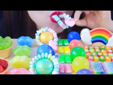 ASMR, Mukbang, Rainbow Dessert Eating Vlog, 레인보우 디저트 먹기 @CANDYSASMR