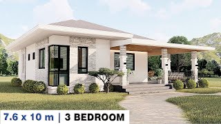 7.6 X 10 Meters | Elegant House design idea with 3 bedroom | Pinoy House