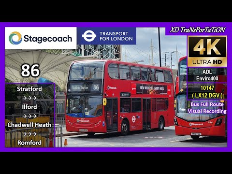 [Stagecoach London] 86 ~ Stratford Bus Station ➝ Romford Station【4K UW】