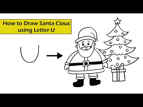 Simple Drawing l l How to draw Santa Claus using letter U l l Step by Step easy drawing