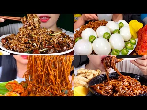 ASMR EATING BLACK BEAN FIRE NOODLES 🔥🤤BEST FOOD EATING VIDEO - 18