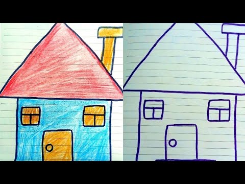 Draw House With ∆||Easy Drawing||#drawingforkids #drawing #coloring #colour #drawingforbeginners