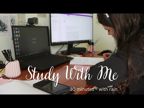 Study with me (background rain) - 30 minutes