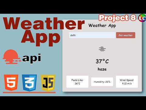 How to Create Weather App using HTML CSS & Javascript | Project 8 | Like🙏 #javascript