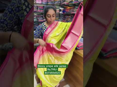 #wholesale #dolasilk Binny crepe silk saree Rs.799/-8073554520