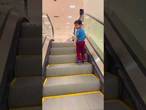 Fearless 😱😍cute baby going up #escalator  independently🤩😜