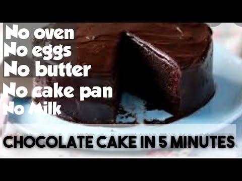 5 minutes chocolate cake| no oven no eggs no cake pan no butter