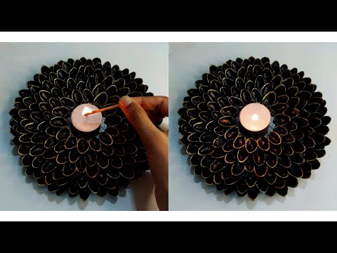 DIY Pistachio shell candle stand | DIY Candle stand | Pistachio shell craft | Waste material craft