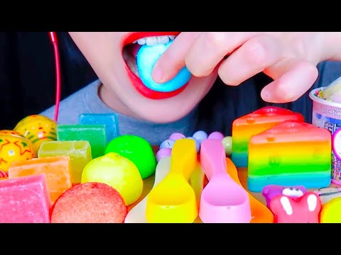 ASMR, Mukbang Rainbow Dessert, Gummies, Kohakuto Eating Vlog 레인보우 디저트, 구미, 코하쿠토 먹기 @HongyuASMR