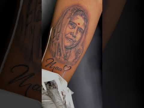 Mother portrait tattoo | ma tattoo design | navkar tattoos indore | #youtubeshorts #tattooart #short