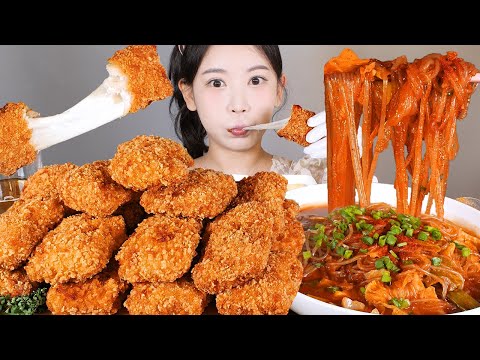 치즈를 품은 치킨🍗 멕시카나 치필링, 매운당면볶이🔥 먹방 [eating show] mukbang korean food