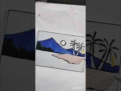 glass painting for scenery 🎨🖌️ water colour painting 🖌️#drawing #viralvideo