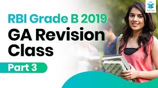 FREE General Awareness Revision for RBI Grade B 2019 Phase 1|Lecture 3 #RBIGradeBPhase1