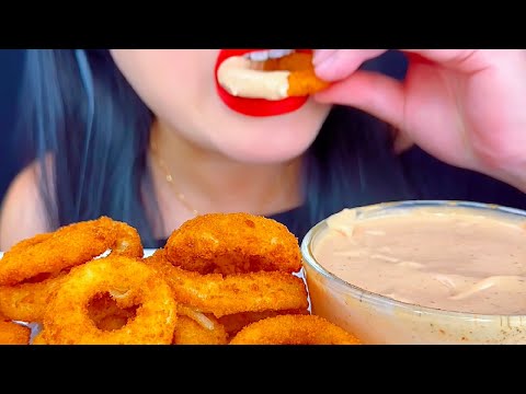 ASMR Crunchy Onion Rings and Cheese Sauce, Eating Vlog 바삭한 양파 링과 치즈 소스, 먹기 @ASMRPhan