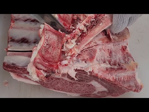 神戸ビーフのロースの骨抜きしてカットしてみた🥩ASMR風