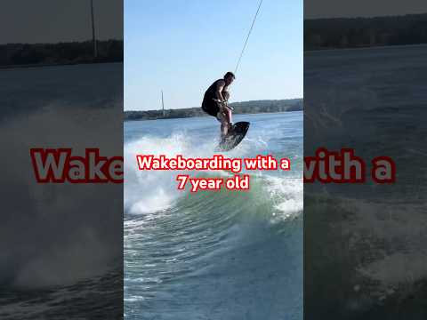 Tandem wakeboarding with 7 year old Cashy and pro Guenther Oka