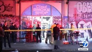 Shooting outside downtown LA smoke shop leaves 2 dead, 1 wounded