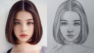 How to draw a face for beginners | draw a girl's face from front #arttips #drawingtutorial #drawing