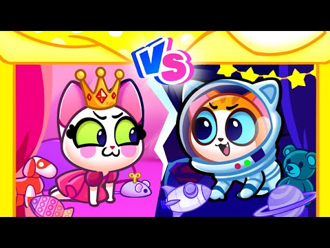 Princess VS Astronaut Secret Rooms | Zombie VS Princess Dress-Up | Animated Stories | Purr-Purr