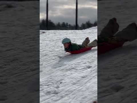 ソリうつ伏せライド　小二生快走　豊平どんぐり村雪遊び20241230