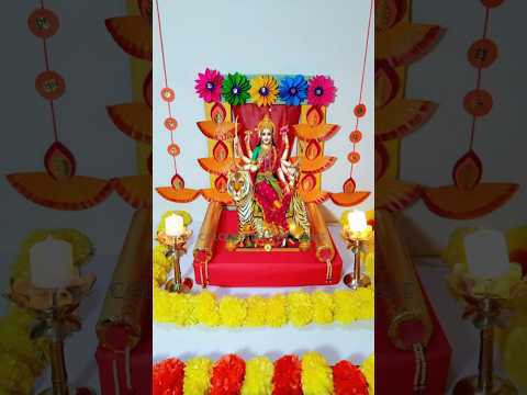 Maa Durga Navratri Background Decoration #navratrispecial #shorts #paperplatecraft #matakichowki