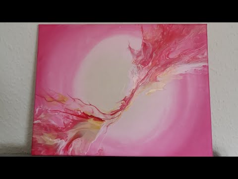 137. Dutch pour in reds on pink background #pouring #acrylics #diy #tutorial #dutchpour #homedecor