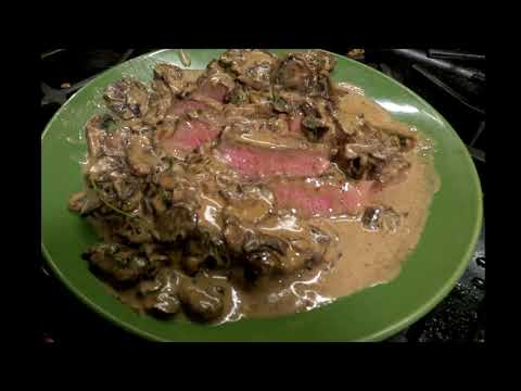 (4k) Cooking a Ribeye with a Mushroom Cream Sauce Video #1 (Test) RJWheatonJr 2024