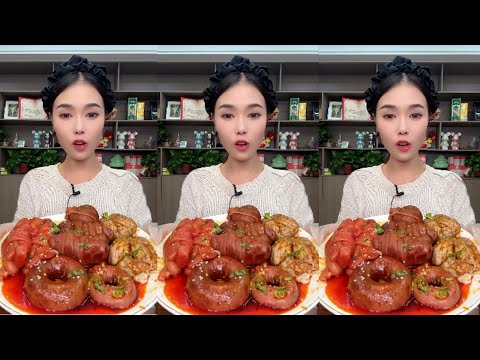 Pig brain+pig colon,asmr mukbang