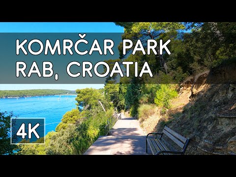 Walking Tour: Komrčar Park, Town of Rab, Island of Rab, Croatia - 4K UHD Virtual Travel