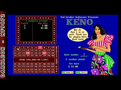 Keno © 1989 Gruber Software - PC DOS - Gameplay