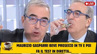 Maurizio Gasparri beve prosecco in TV e poi fa il test in diretta