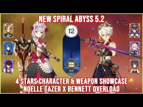 NEW Spiral Abyss 5.2 - Noelle Tazer x Bennett Chevreuse Overload Full Star Clear | Genshin Impact