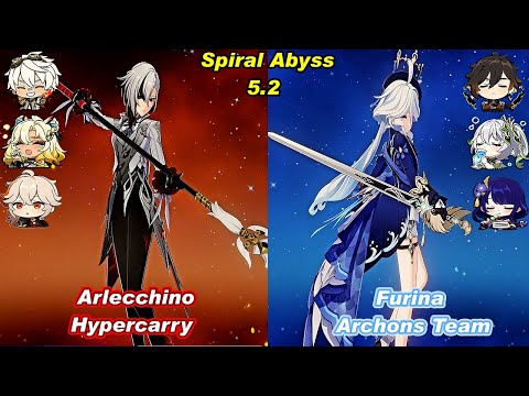 (5.2) C0 Arlecchino Hypercarry & C0 Furina Archons Team Spiral Abyss Floor 12 Full Star - F2P