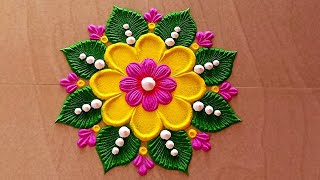 simple rangoli design. small rangoli design.Beautifulrangoli design💜💜attractive rangoli