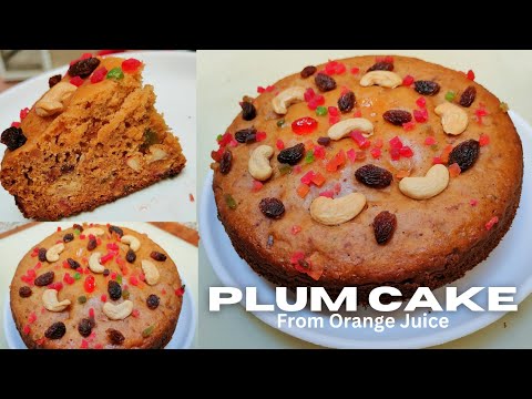 ✅Plum Cake from Fruit Juice without RUM क्रिसमस पल्म केक बिना रम बिना ओवन बिना अंडा 🥧🌼