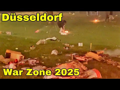 Duesseldorf Rhine Ufer looked like a War Zone after New Years Firewoks 2025