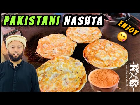 Best Pakistani Nashta | Enjoy Aloo Paratha, Anda Paratha 🫓 With Karak Chai ☕️ | Street Food | KXB