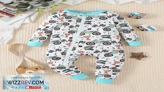 SHEIN Baby Boy Simple Full Allover Print Motorcycle Pattern Long Sleeve Jumpsuit Review