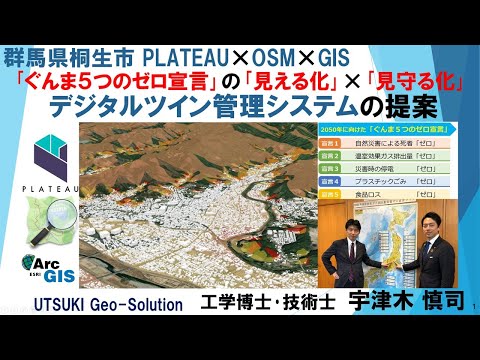 群馬県桐生市×PLATEAU×OSM×GIS 　｢ぐんま５つのゼロ宣言｣の｢見える化｣×｢見守る化｣ デジタルツイン管理システムの提案