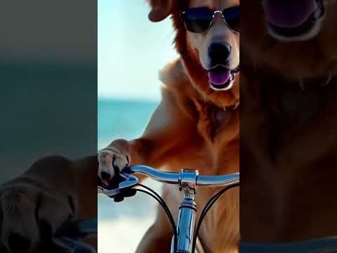 Dog riding a bicycle #funny #cute