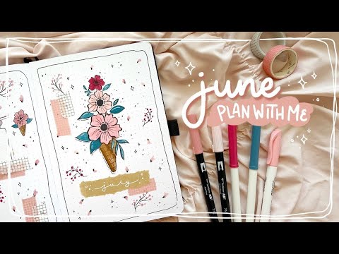 PLAN WITH ME ~ June 2021 Bullet Journal Set Up ~ Ice cream and flowers!