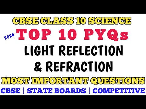 Class 10 Light Reflection & Refraction CBSE Board Exam PYQs Science for 2024 // Class 10 Science