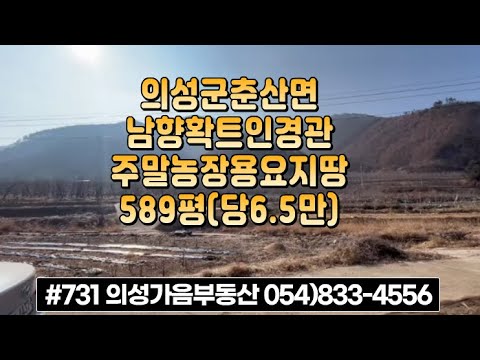 #731 의성가음부동산 남향 확트인 경관 사과밭 채소밭 589평 3800만 (당6.5만) 싼물건 전기가능 건축가능 햇살가득 청정지역 개울물철철 주말농장용 #의성땅#의성토지#전원생활